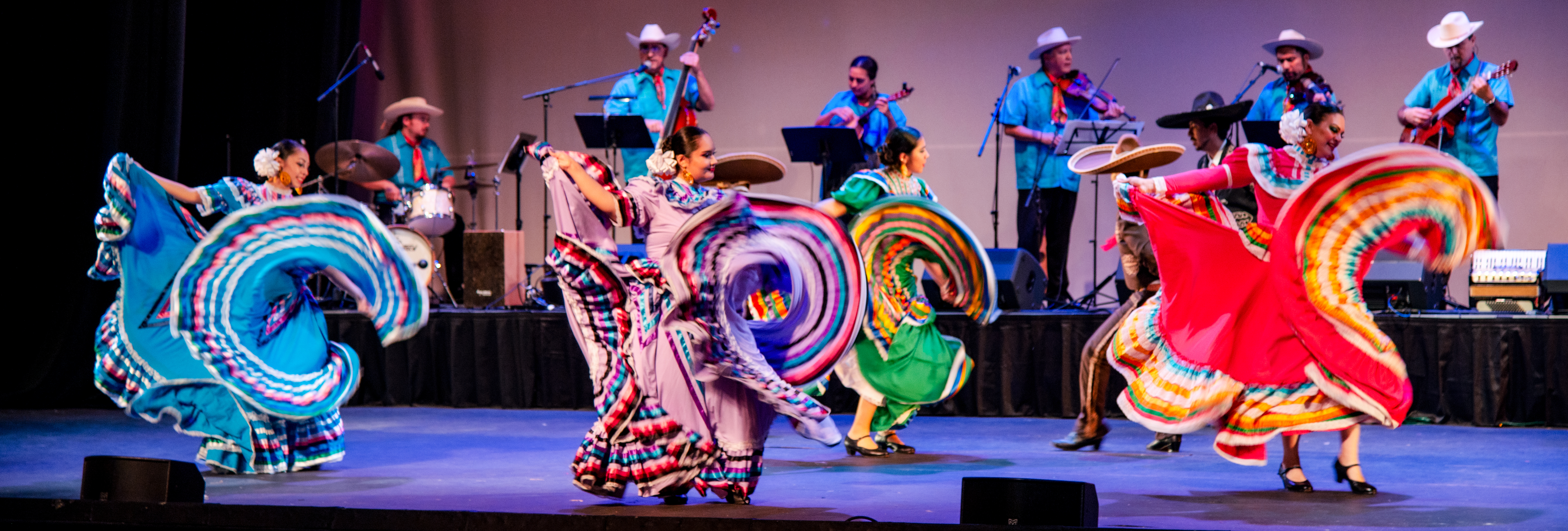 Mexican dancers twirling their skirts in a dance from Jalisco